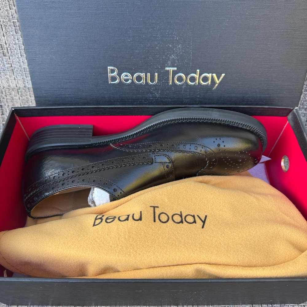 BEAU TODAY Monk Strap Loafers, Womens Leather Loafers 8,5